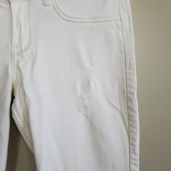 Hollister Crop Skinny Low Rise Distressed Ripped Rip Jegging White Jeans 7 28 - Picture 7 of 13